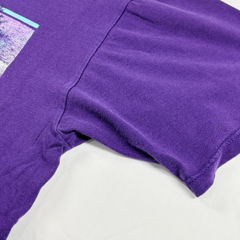 VTG 1992 Glitter Graphic T Shirt L Arkansas River Rafting Colorado Purple USA - Picture 15 of 16